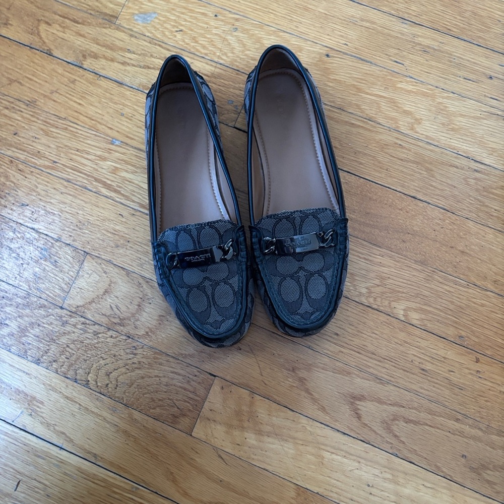 Coach Signature Black and Gray Loafers